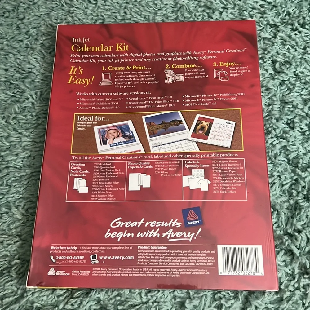 COPY - COPY - Avery 3278 Ink Jet Calendar Kit